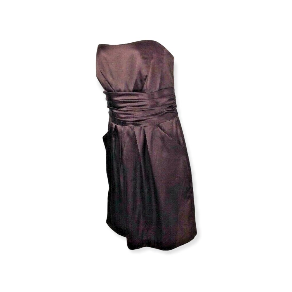 DAVIDS BRIDAL Size 10 Style Strapless Brown Knee Length Formal Dress wPockets
